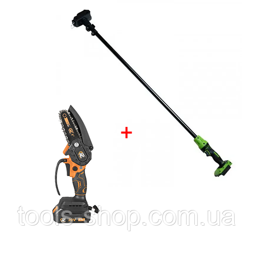 Пила ланцюгова акумуляторна ТЕХАС TAOE-S4/2 (2акум.20В 2Аг і зарядка) + телескопічна штанга Procraft