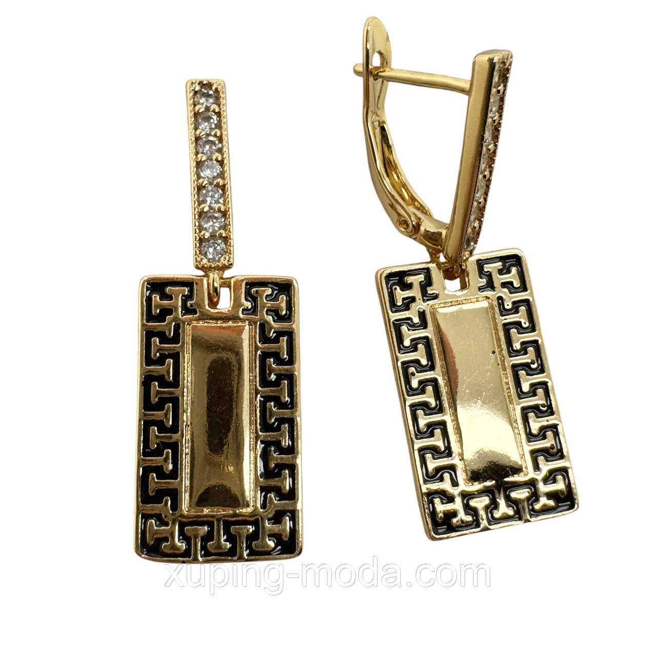 Сережки ксюпінг. 33x11 мм. 18 к