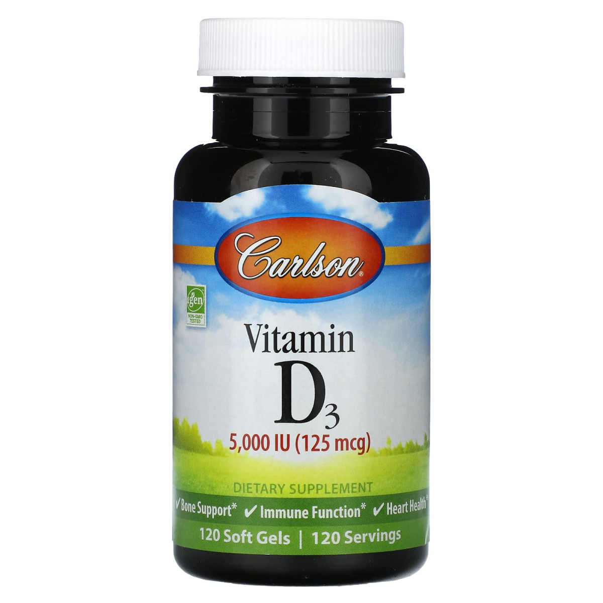 Вітамін Д3, Vitamin D3, Carlson Labs, 5000 МО, 120 гелевих капсул