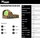 Коліматор Sig Sauer ROMEO 1 PRO 1x30mm 6 MOA колір FDE, фото 4