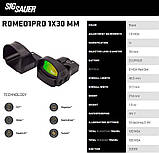 Коліматор Sig Sauer ROMEO 1 PRO 1x30mm 6 MOA колір чорний, фото 6