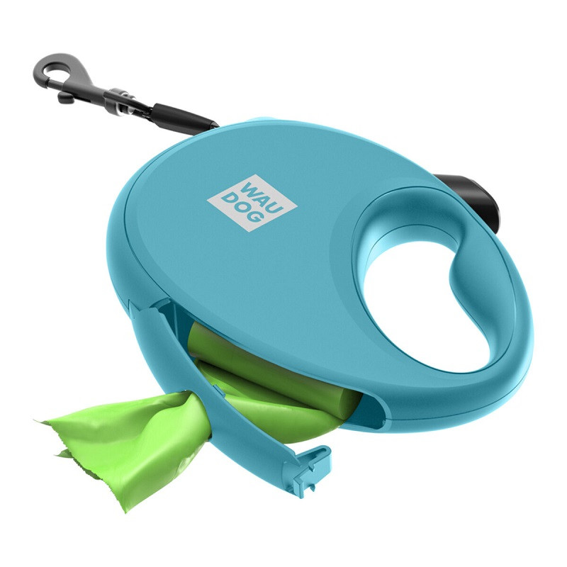 Повідець-рулетка для собак до 12 кг Waudog R-leash з контейнером для пакетів і світловідбивною стрічкою 3 м