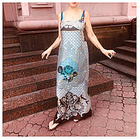 Сарафан женский летний светлый длинный в пол шелк легкий модный стильный