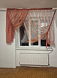 Комплект тюль до підвіконня Firanka Едельвейс карниз 200см Теракотовий (70к), фото 2