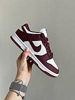 Чоловічі дуже стильні кросівки Nike Dunk Low Team Red Bordo White, топова комфортна модель і колір