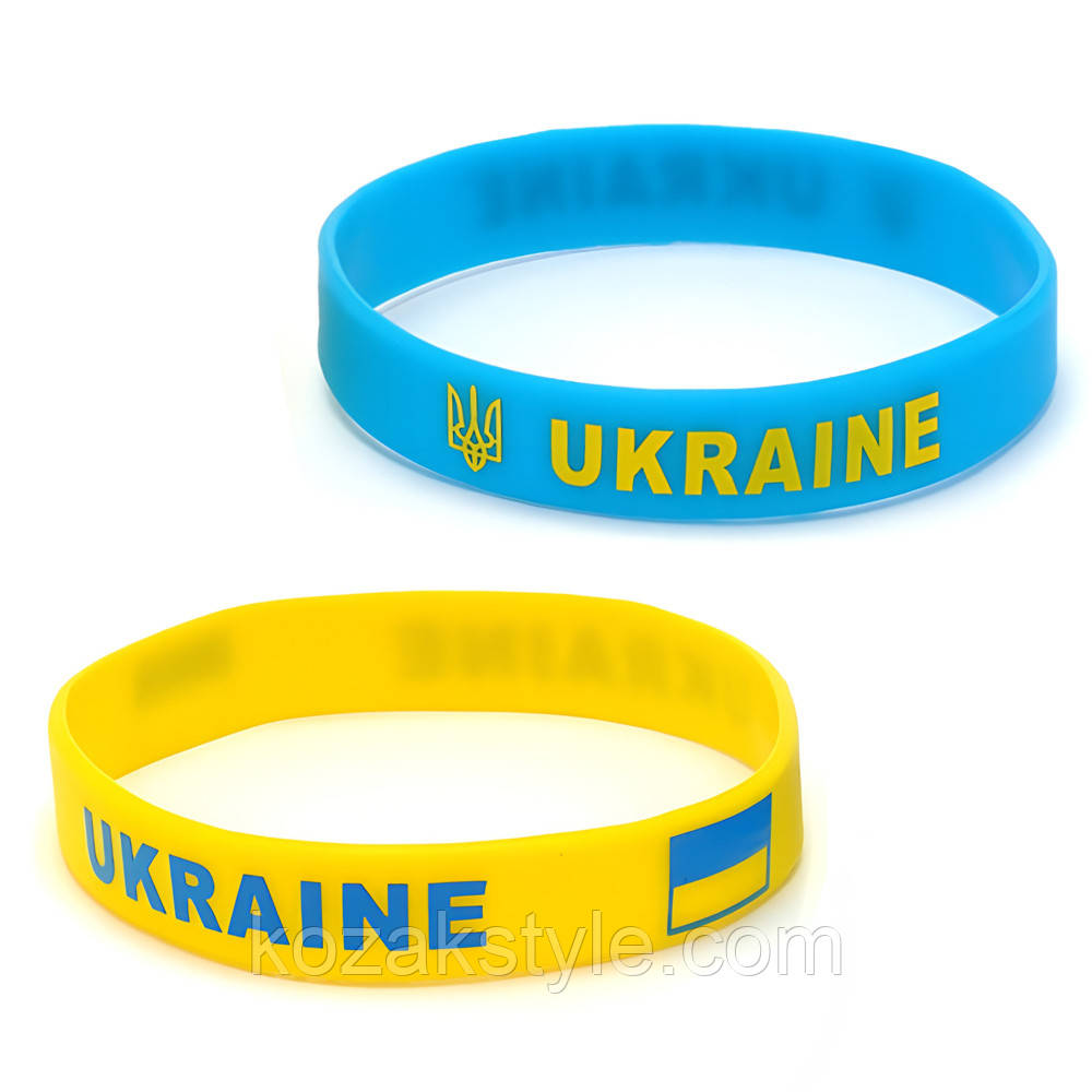 Пара силіконовых браслетів UKRAINE Прапор Тризуб