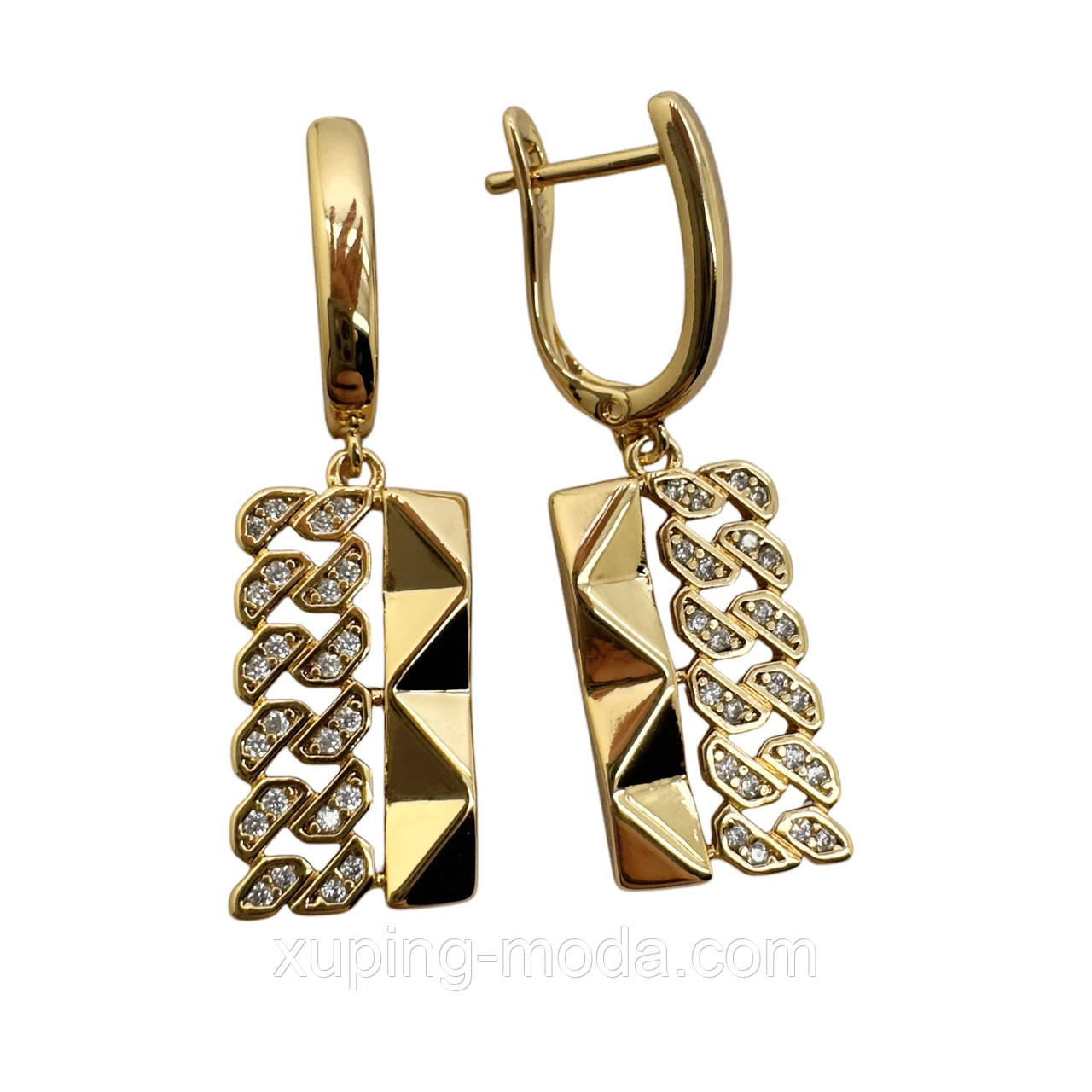 Сережки ксюпінг. 34х14мм. 18 к