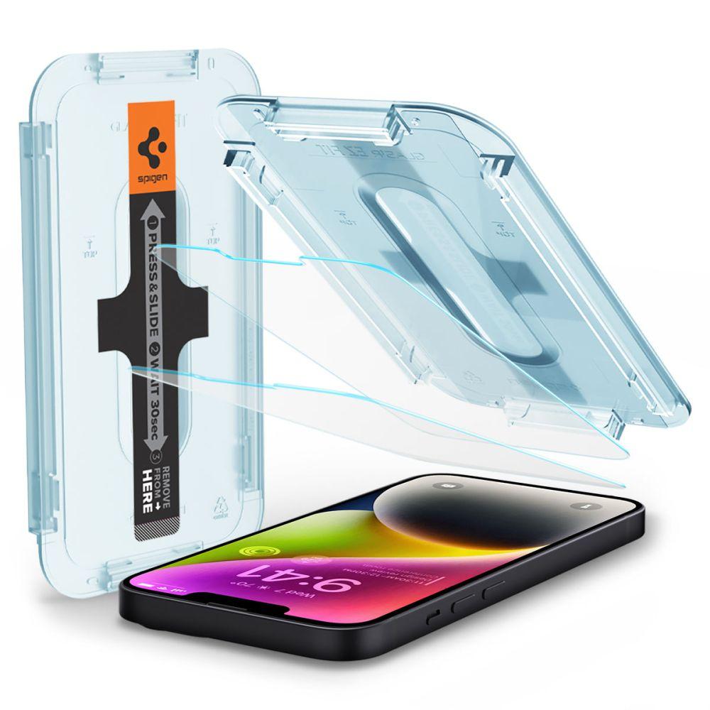 Захисне скло Spigen Glas.tR EZ FIT 2-Pack (Open Sensor) до iPhone 16e/14/13 Pro/13 Clear (AGL03385)