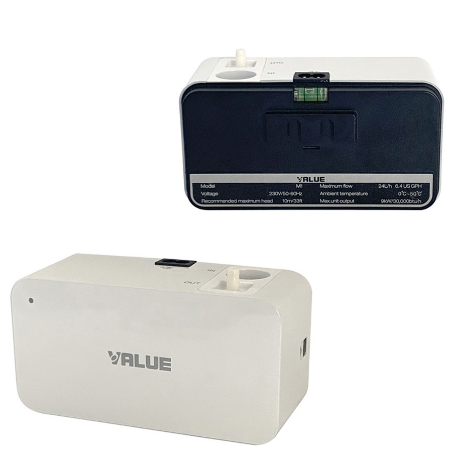 Дренажний насос VALUE M1 для кондиціонера — малошумна міні-помпа для відведення конденсату, продуктивність 40 л/год