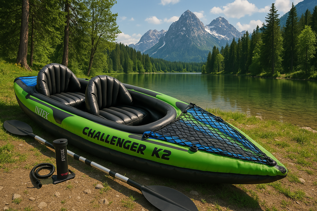Intex Challenger K2 68306 NP надувна байдарка для двох, 351×76 см, з веслами та ручним насосом