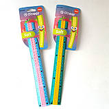 Канцелярська лінійка 30 см, пластикова з силіконовою вставкою, фото 6