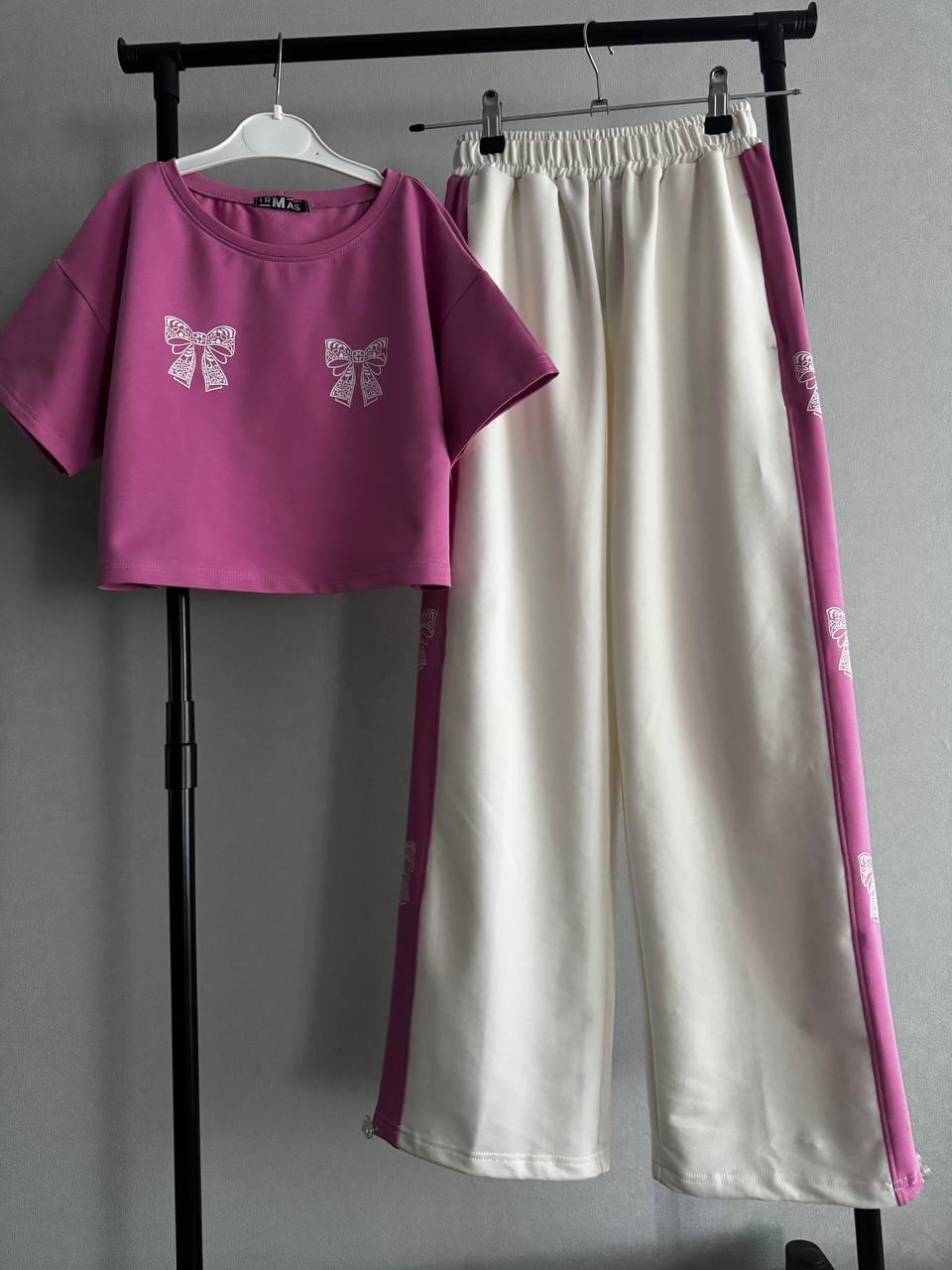 Комплект "БАНТИКИ" з рожевою футболкою, фото 1