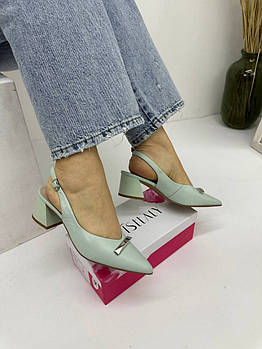 Босоніжки жіночі Visttaly F937-05H-Y1097Y м'ятні шкіряні 37