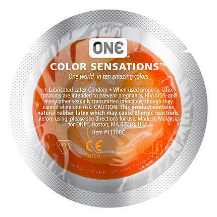 Набір презервативів латексних One Color Sensation силіконовим мастилом помаранчевого кольору (ціна за 5 шт), фото 1
