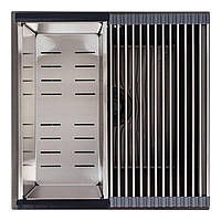 Кухонна мийка Valeso Handmade CM 44х44 PVD чорна Work station під стільницю з набором 3.0/0.8 4444