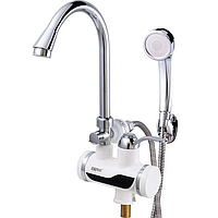 Водонагрівач 3,3 kW проточний, з індикатором температури, ПЗВ, на мийку ZERIX ELW08-EP (зі шлангом та лійкою) (ZX2750)