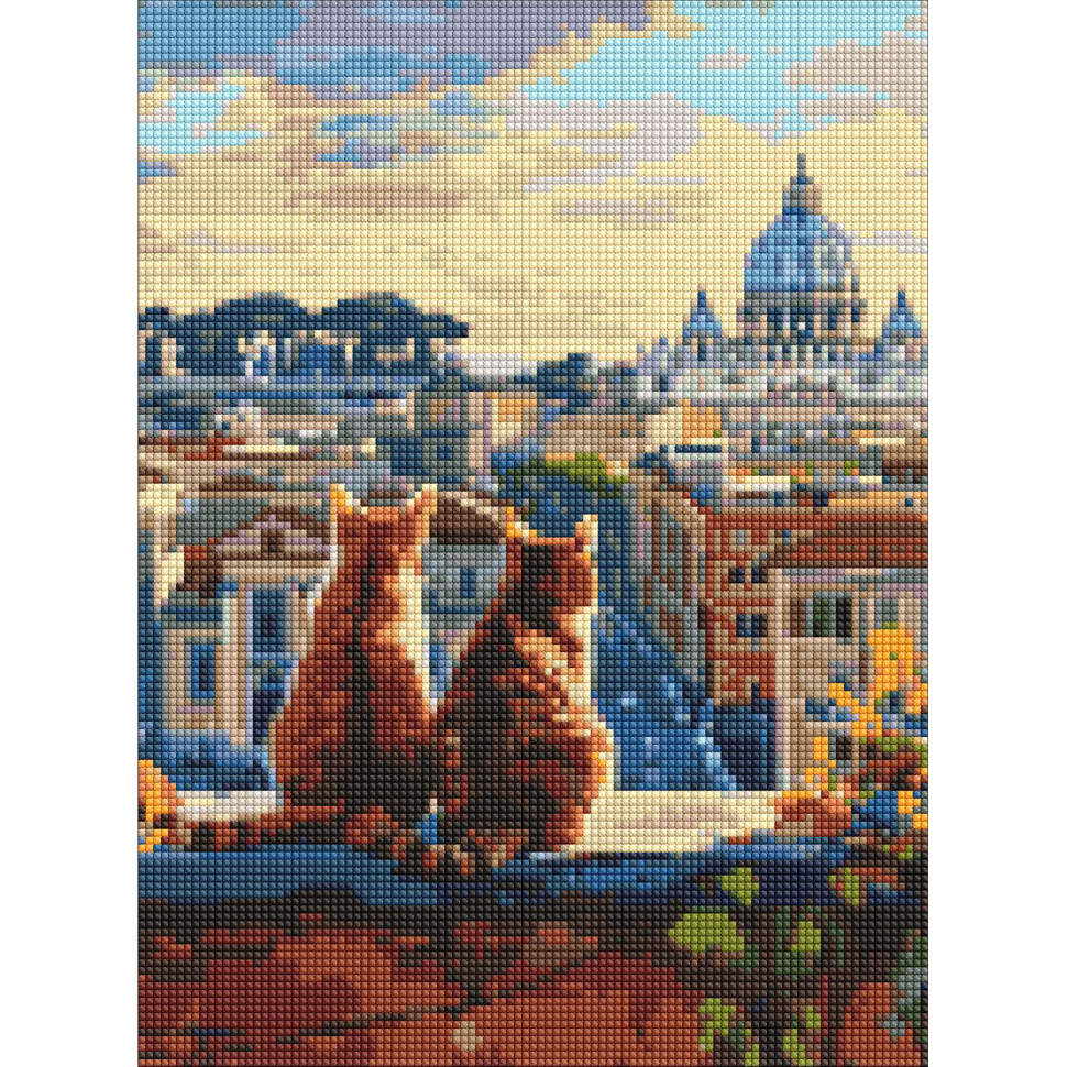 Алмазна мозаїка "Котики в Римі" AMO8146, 30х40 см