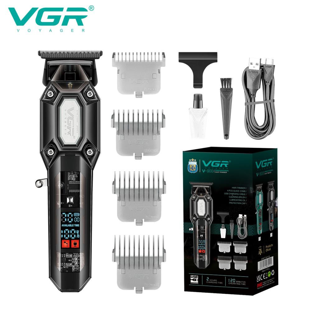 Акумуляторна машинка для стрижки VGR V-900 з дисплеєм бездротова для стрижки волосся. TQ-697 Колір: чорний
