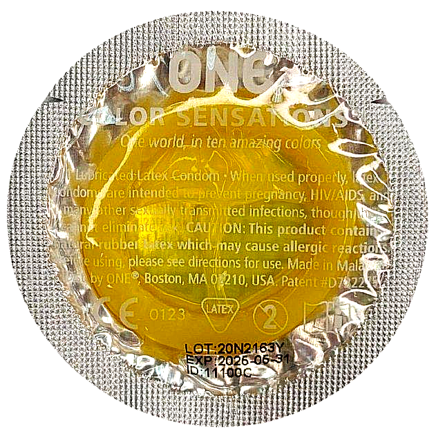 Набір латексних презервативів One Color Sensation із силіконовим мастилом жовтого кольору (ціна за 5 шт) Bomba💣, фото 1