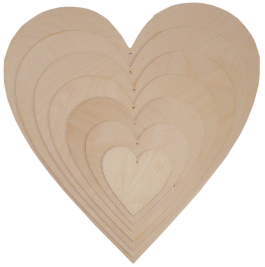 Серце з фанери із 7 шт.
