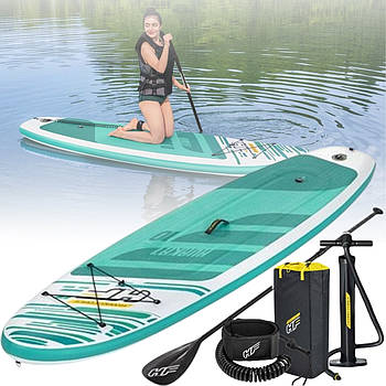 Надувна дошка для серфінг-плавання Bestway 305x84x15 см SUP-дошка 65346 з набором бірюзовий