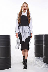 Корсет чорний жіночий з фатином MKSH2055