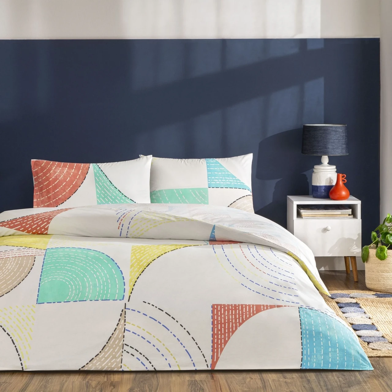 Односпальний комплект TAC Luvina Turqoise Ранфорс / простирадло на резинці, фото 1