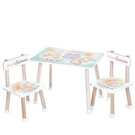 Дитячий столик і 2 стільчики, дерев'яний, Зайченя M 501-12