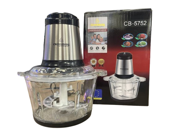 Подрібнювач кухонний Crownberg CB-5752 2 л Скло. Блендер із чашею чопер для м'яса овочів кухонний комбайн Лучшая цена