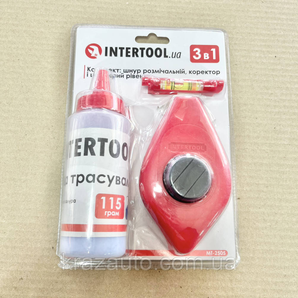 Комплект: шнур відбивний, коректор 115 г і шнуровий рівень, 3 в 1 INTERTOOL MT-2505
