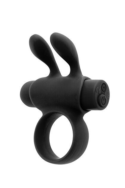 Ерекційне віброкольцо S Pleasures Premium Rabbit Ring, чорне, зі знімною вібропулею й вушками