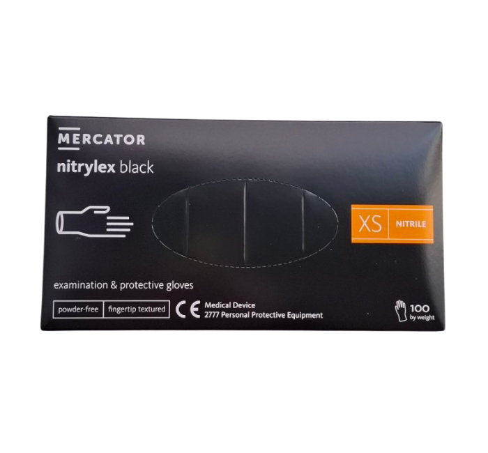 Нітрилові рукавички Mercator Nitrylex Black розмір XS (100 шт.), фото 1