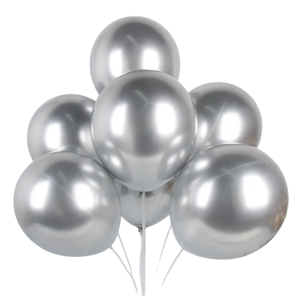 Повітряна латексна кулька "Срібний хром", 10" (25 см), 1 шт., фото 1