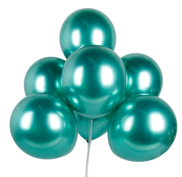 Повітряна латексна кулька "Зелений хром", 10" (25 см), 1 шт., фото 1