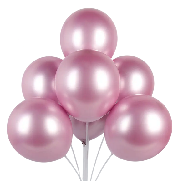 Повітряна латексна кулька "Ніжно рожевий хром", 10" (25 см), 1 шт., фото 1