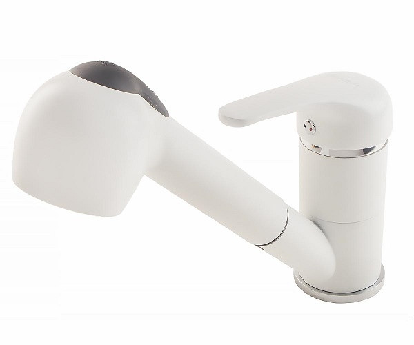 гранітний змішувач з висувною лійкою fabiano fkm білий