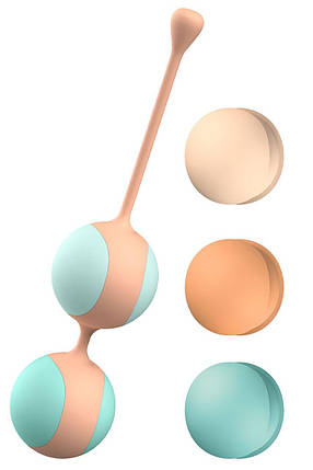 Вагінальні кульки Liebe Kewos — Peach/Mint, 5 кульок у комплекті, 15, 25, 35, 45 і 55 г, фото 1