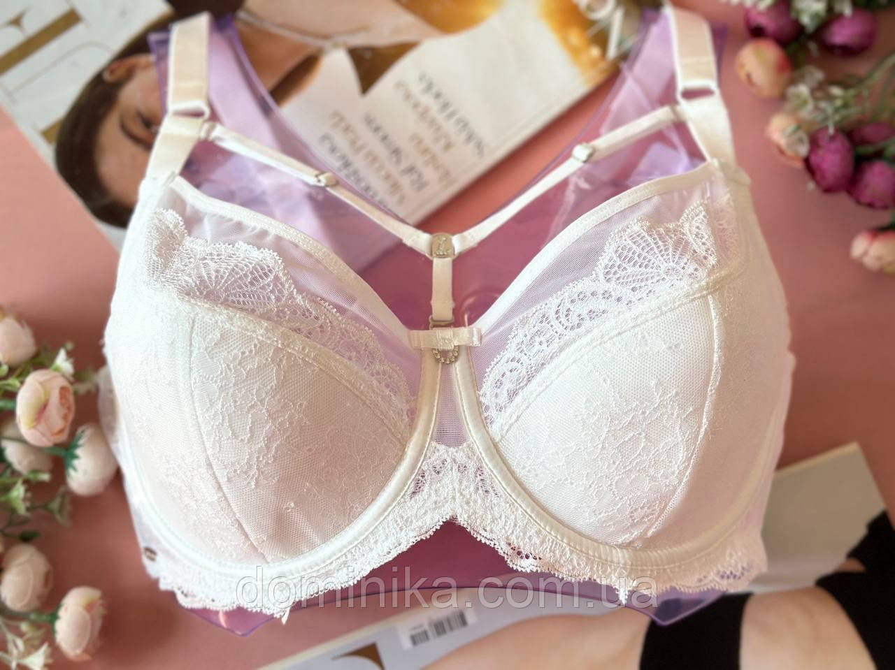 Бюстгальтер з портупеєю молочний
