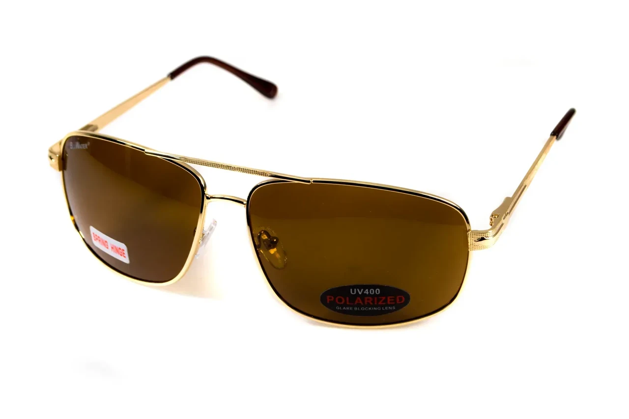 Окуляри поляризаційні BluWater Navigator-2 Polarized (brown), коричневі в золотистій оправі