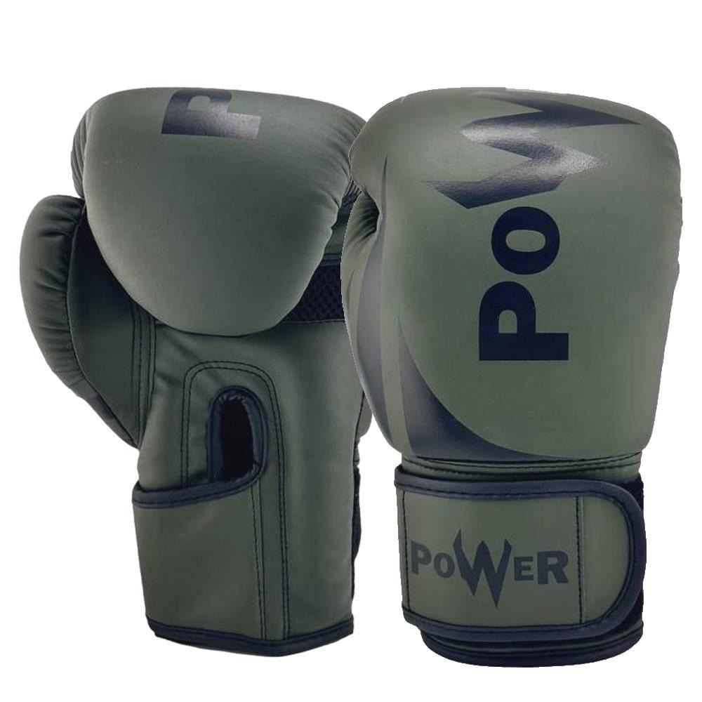 Рукавички боксерські Power 10 унцій GB-019-10-BKHAKI на липучці