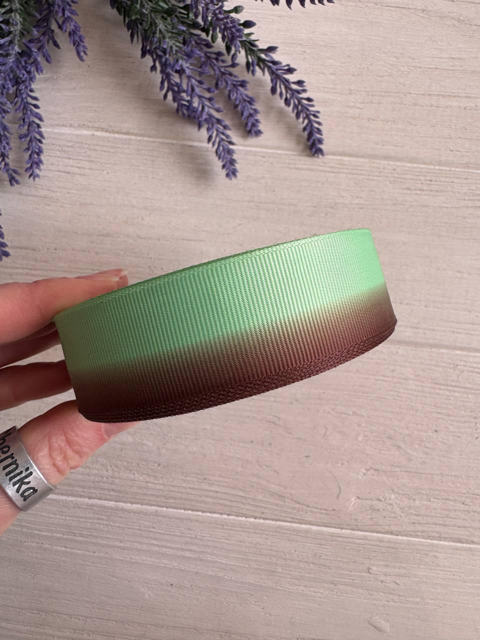 Репс " Градієнт 2,5 см " фісташковий з коричневим 22,5 метра