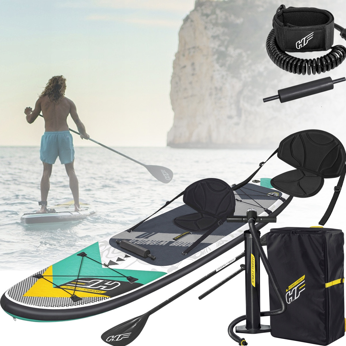 Надувна SUP-дошка з веслом та насосом Bestway 65375 Дошка для SUP серфінгу 305x84x12 см