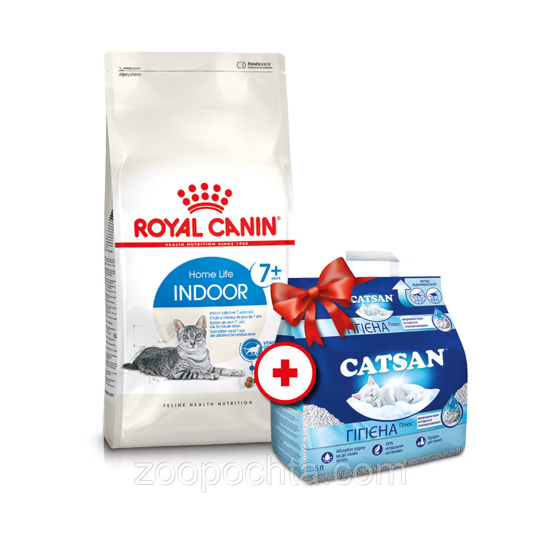 Акція! Корм для кішок Royal Canin Indoor 7+ 3.5 кг + Наповнювач Catsan 5 л