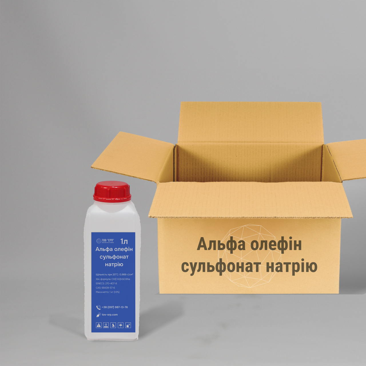 Альфа олефін сульфонат натрію (АОС) рідкий 37% у флаконах 1л (у коробці 20 флаконів)