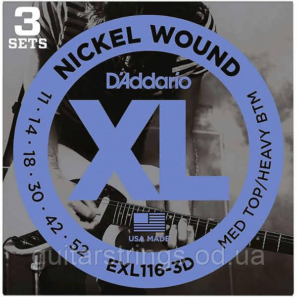 Струни D'Addario EXL116-3D Nickel Wound 11-52 1 set