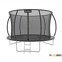 Батут із внутрішньою захисною сіткою 252 см LEOBRO Premium LBP PRO-8FT BLACK для дітей на дачу в приватний будинок