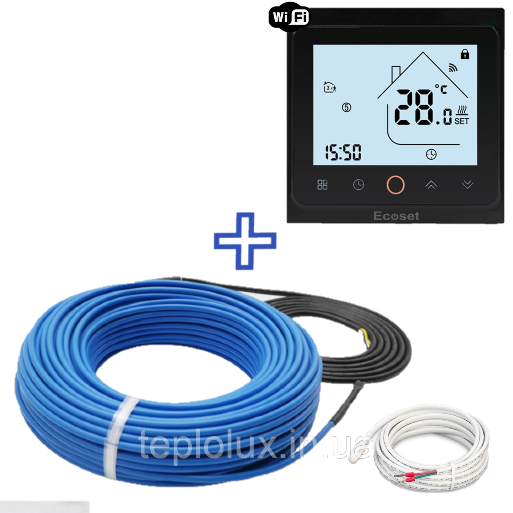 Нагрівальний кабель MEXELL | 180вт/10м | з терморегулятором Ecoset PWT 002 Wi-Fi, фото 1