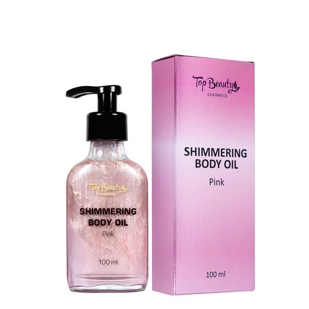 Олія для тіла мерехтлива суха із шиммером Top Beauty Shimmering Body Oil 100 мл Pink/Рожевий шиммер, фото 1