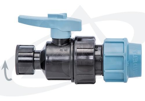 Кран d 32x1" ВР, кульовий ( вентиль) Унідельта, затискний, з накидною гайкою ВР з внутрішньою різьбою, поліпропіленовий, фото 1