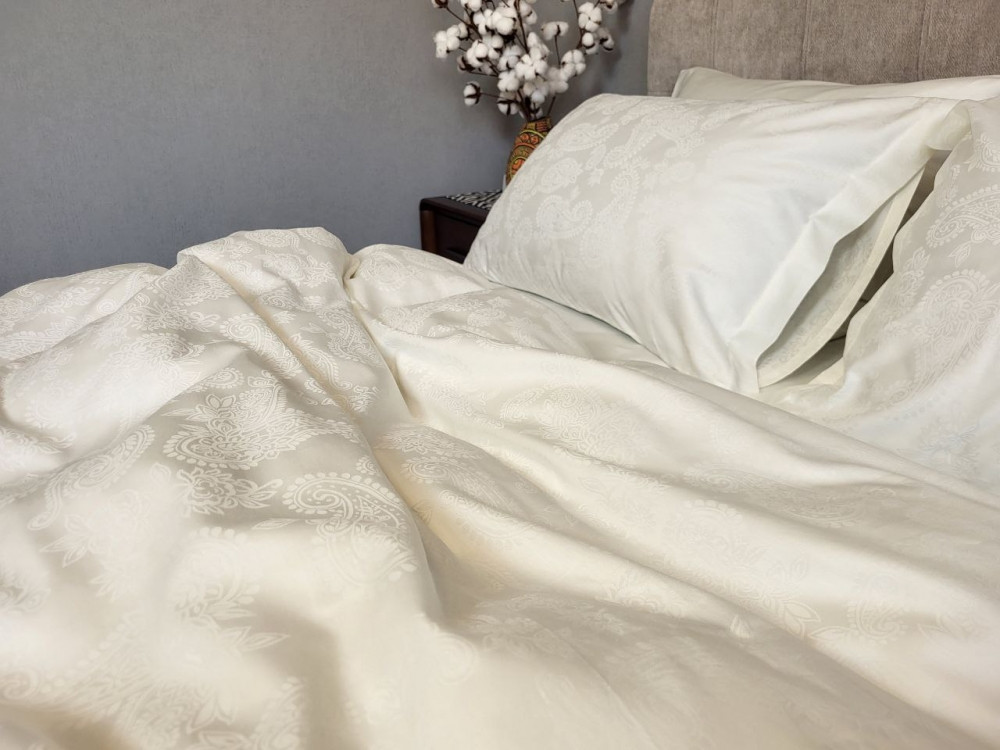 Сатин JACQUARD, PAISLEY IVORY (Полуторній)